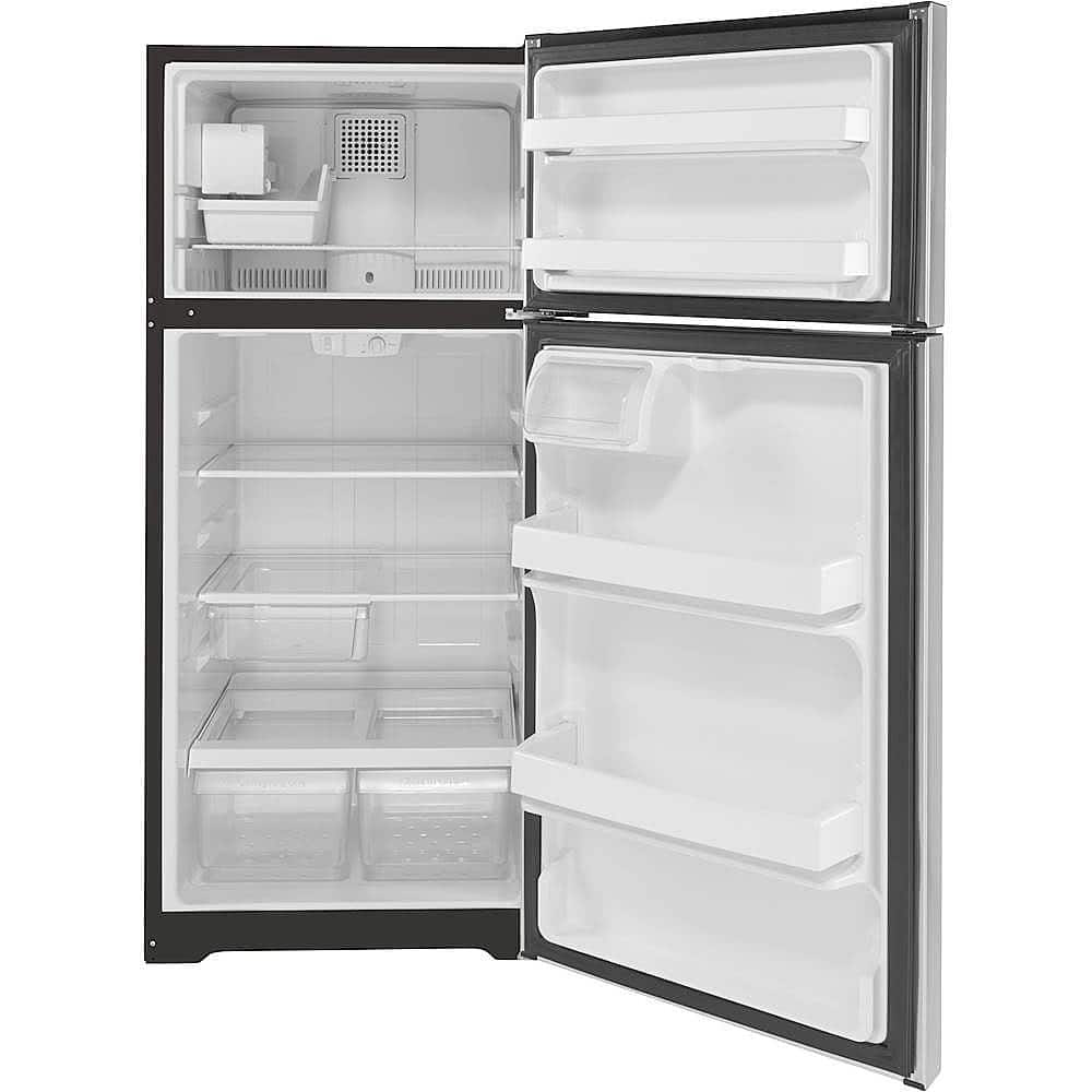 Alt View 2. GE - 16.6 Cu. Ft. Top-Freezer Refrigerator - Stainless Steel.