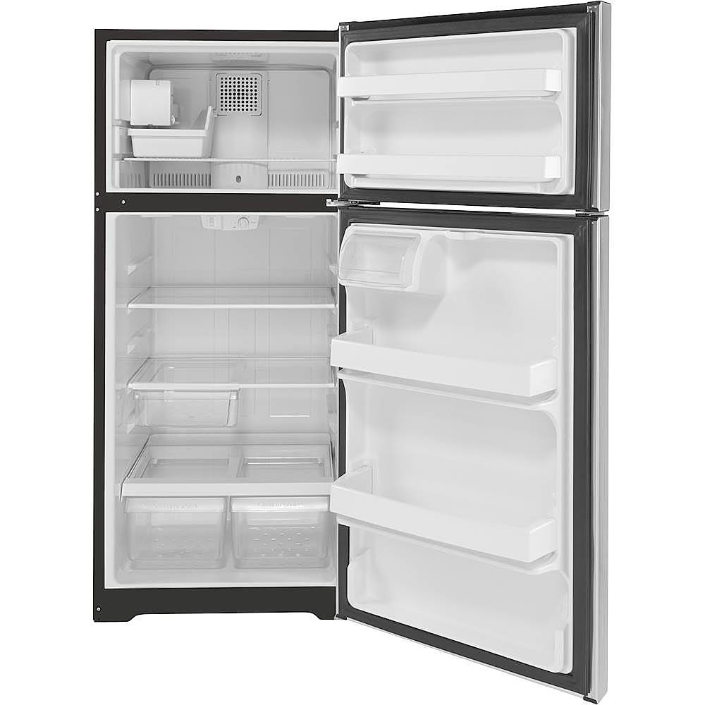 Alt View 2. GE - 16.6 Cu. Ft. Top-Freezer Refrigerator - Stainless Steel.