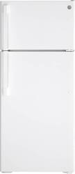 GE - 17.5 Cu. Ft. Top-Freezer Refrigerator with LED Interior Lighting - White - Front_Zoom
