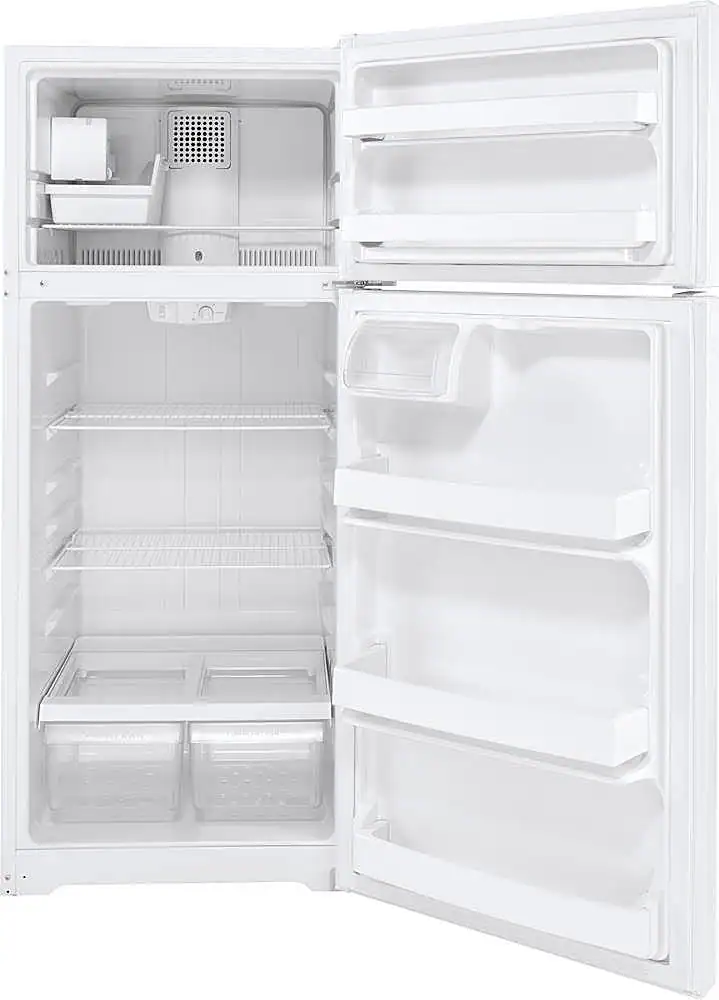 GE 28 in. Wide 17.5 Cu. Ft. Top Freezer Refrigerator with LED Interior ...