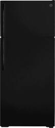 GE - 17.5 Cu. Ft. Top-Freezer Refrigerator with Interior LED Lighting - Black - Front_Zoom