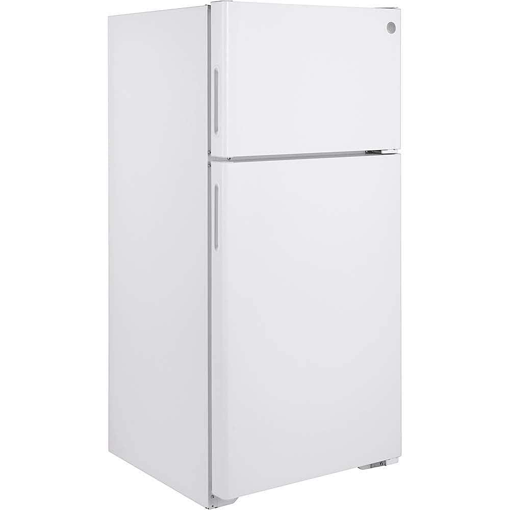 Angle. GE - 16.6 Cu. Ft. Top-Freezer Refrigerator - White.
