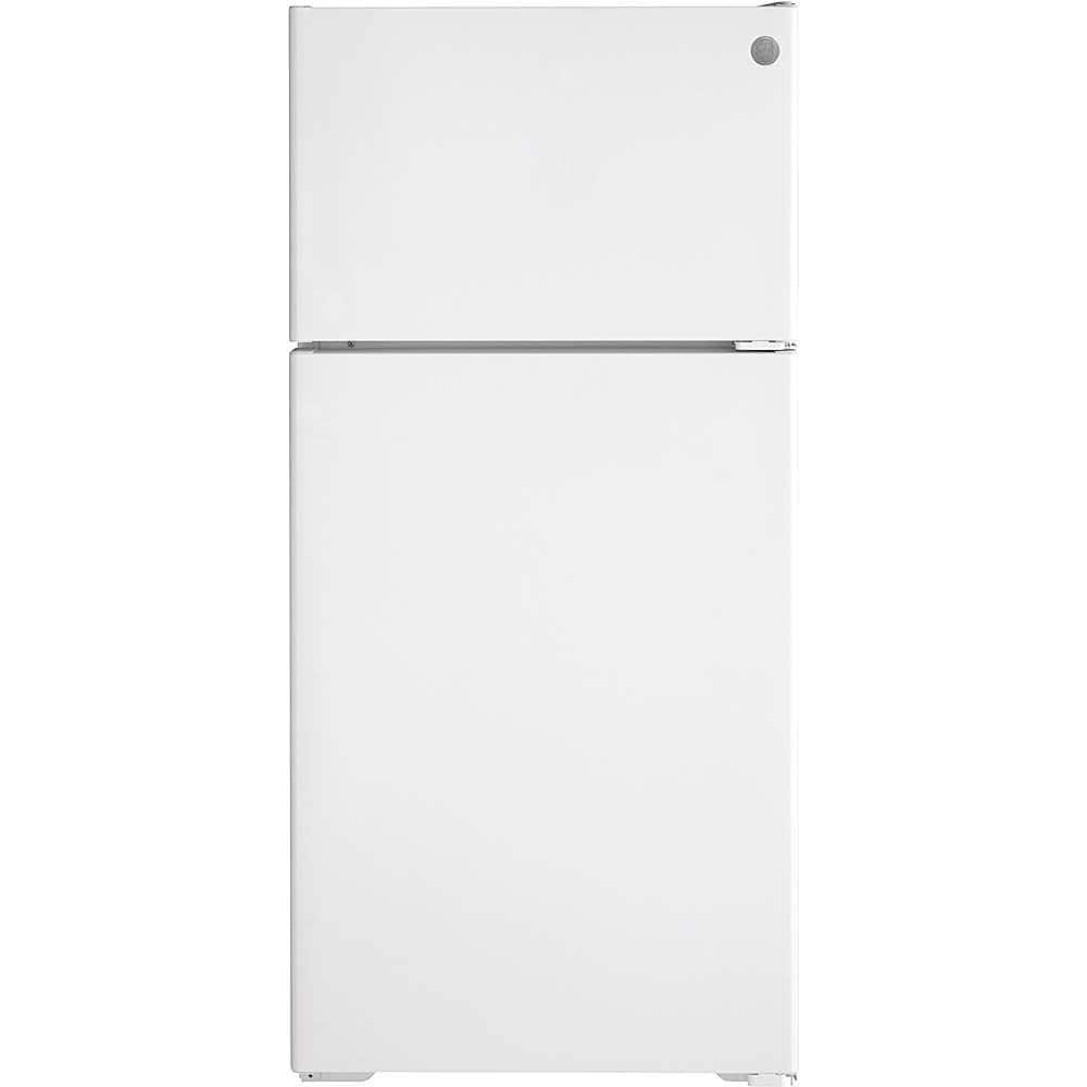 GE - 16.6 Cu. Ft. Top-Freezer Refrigerator with LED Interior Lighting - White - Front_Zoom