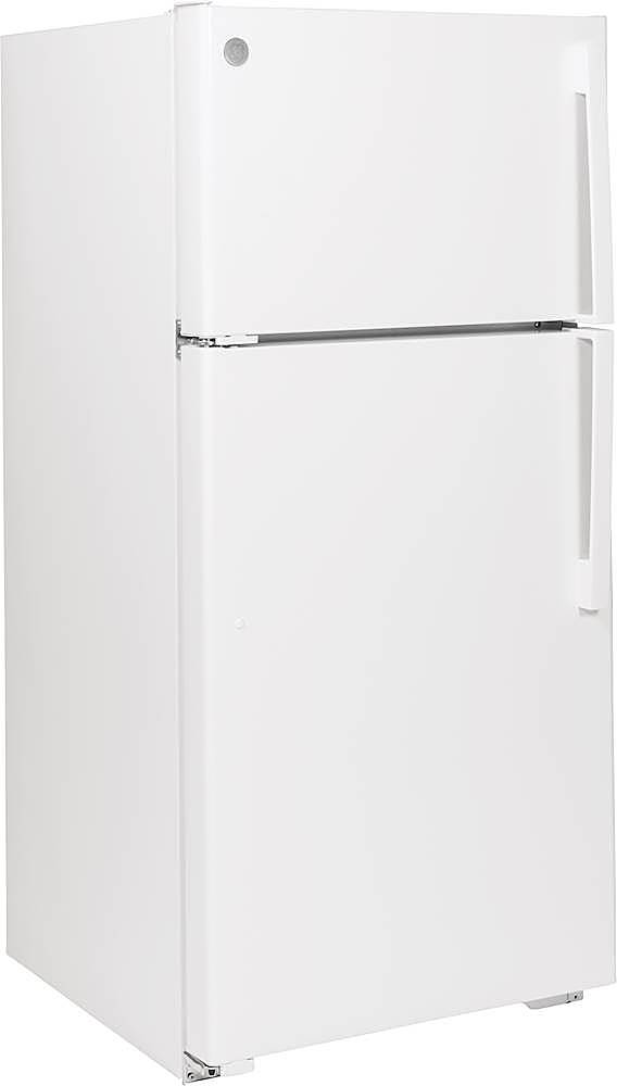 Angle View: GE - 15.6 Cu. Ft. Top-Freezer Refrigerator - White