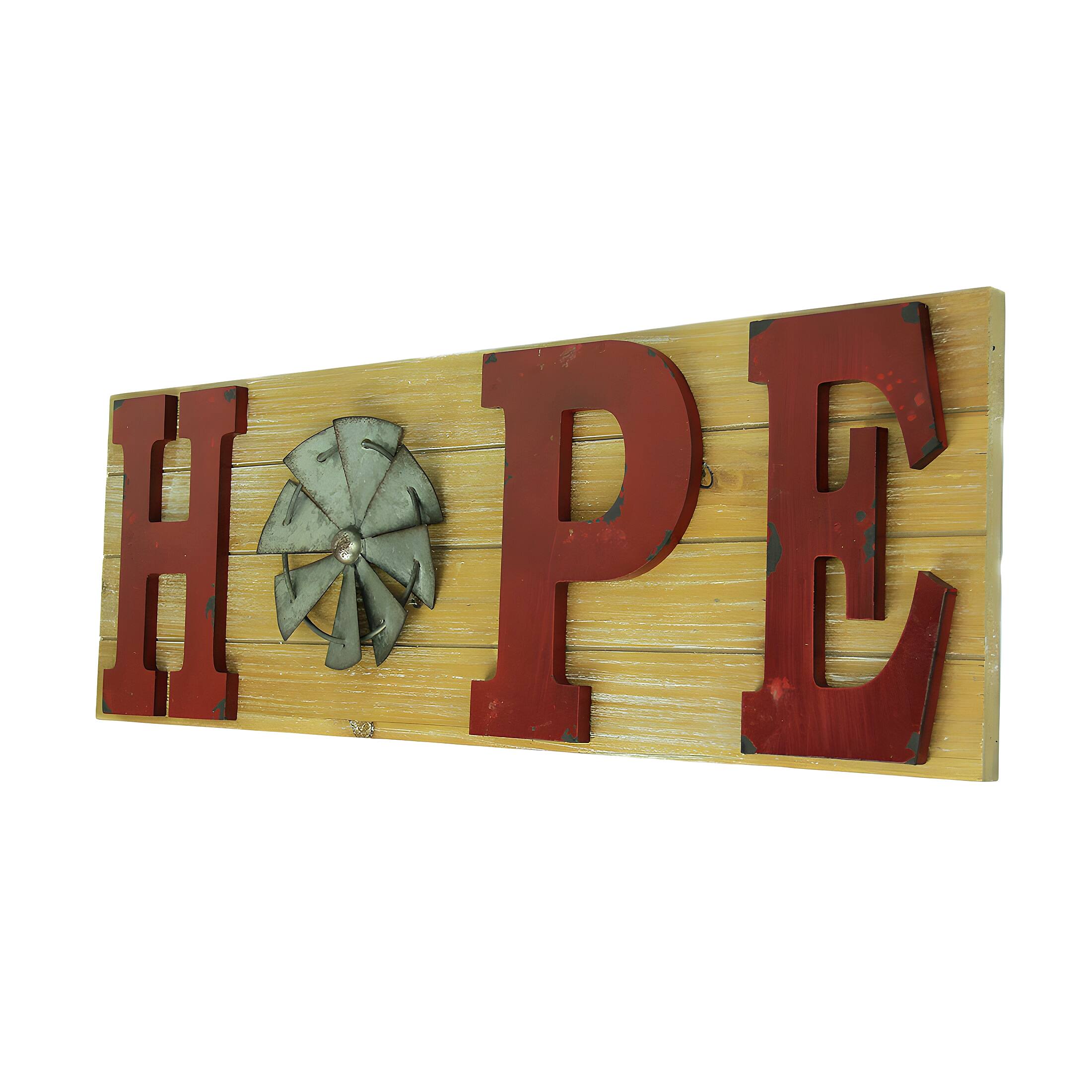 Alt View 1. Zeckos - Distressed Look Holiday Word Sign Windmill Wall Hanging - Red.
