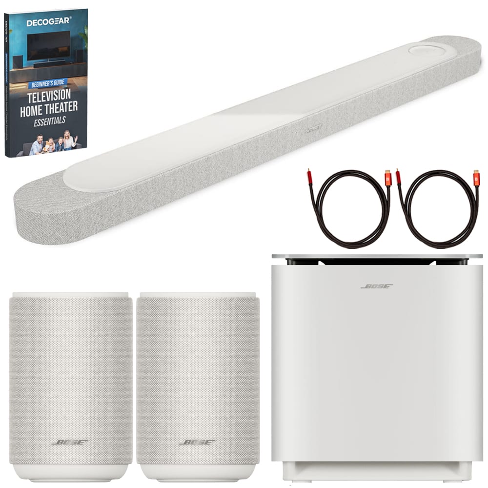 Bose - Lifestyle Ultra Soundbar + 2 x Lifestyle Ultra Wireless Speaker + Lifestyle Ultra Subwoofer Package - White Smoke