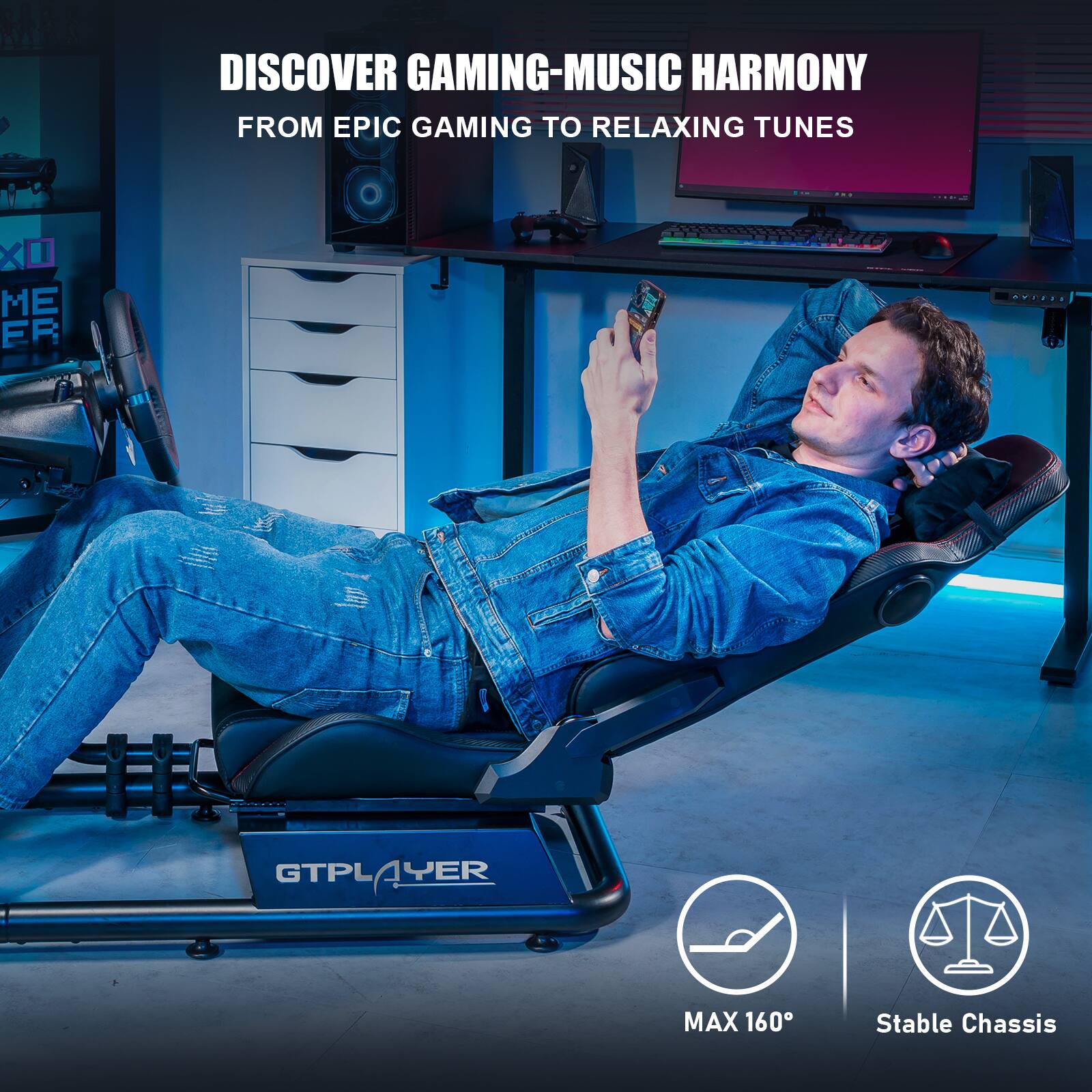 Discover Gaming-Music Harmony from Epic Gaming to Relaxing Tunes with the GTX GTPLAYER MAX 160 Stable Chassis.