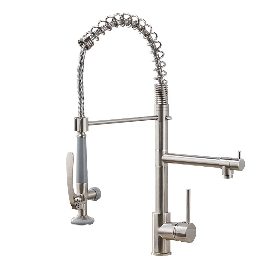 Alt View 1. Boyel Living - Contemporary Single Handle Gooseneck Pull Down Sprayer Kitchen Faucet Brushed Nickel - Brushed Nickel.