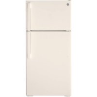 GE - 15.6 Cu. Ft. Top-Freezer Refrigerator - Bisque - Front_Zoom