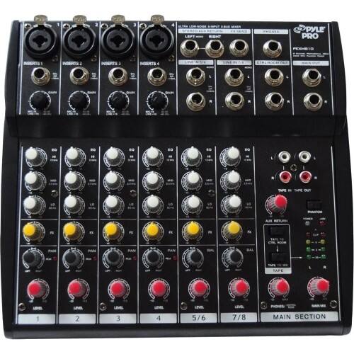 Front Standard. Pyle - 8 Channel Professional Audio Mixer with Phantom Power.