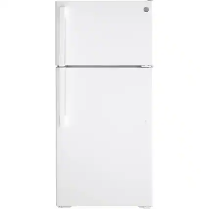 Front. GE - 15.6 Cu. Ft. Top-Freezer Refrigerator - White.