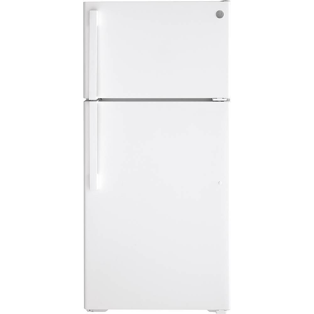 GE - 15.6 Cu. Ft. Top-Freezer Refrigerator with LED Interior Lighting - White