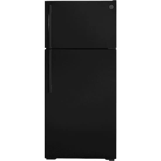 Ge 16 6 Cu Ft Top Freezer Refrigerator Black Gte17dtnrbb Best Buy
