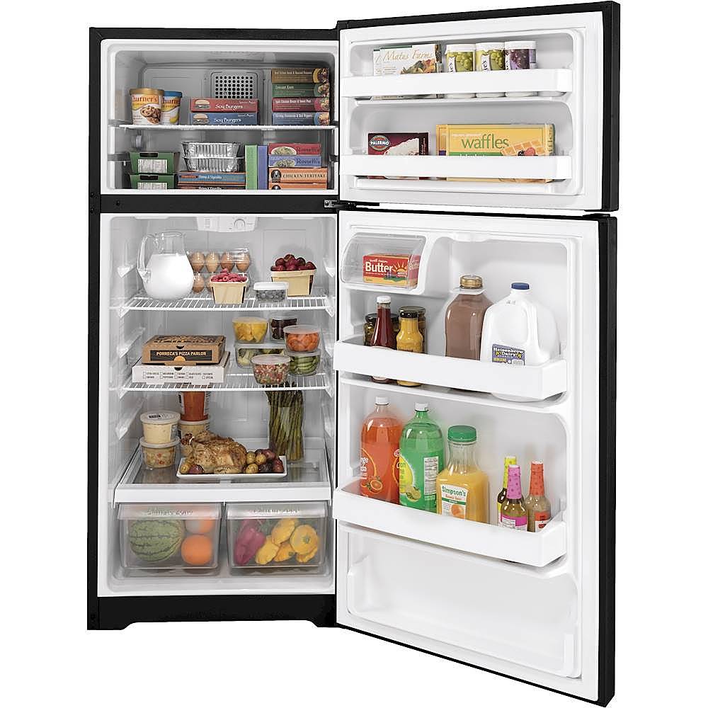 Alt View 1. GE - 16.6 Cu. Ft. Top-Freezer Refrigerator - Black.