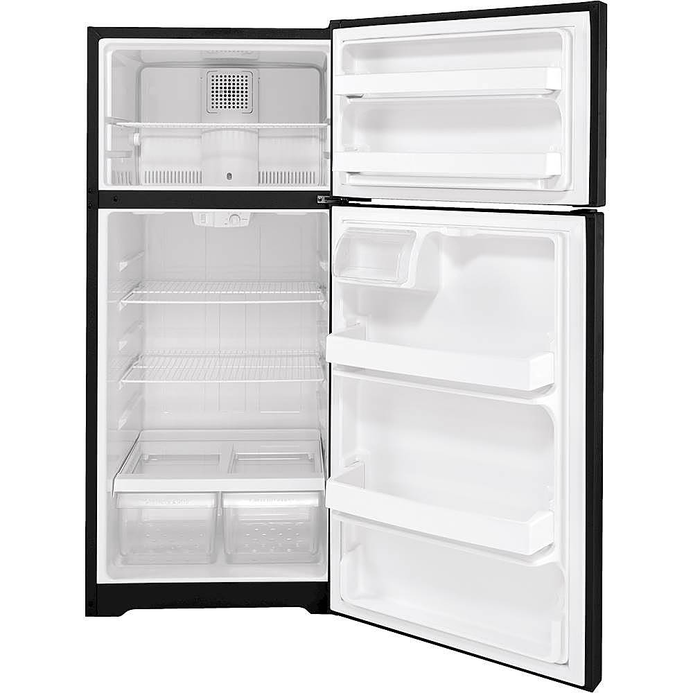 Alt View 2. GE - 16.6 Cu. Ft. Top-Freezer Refrigerator - Black.