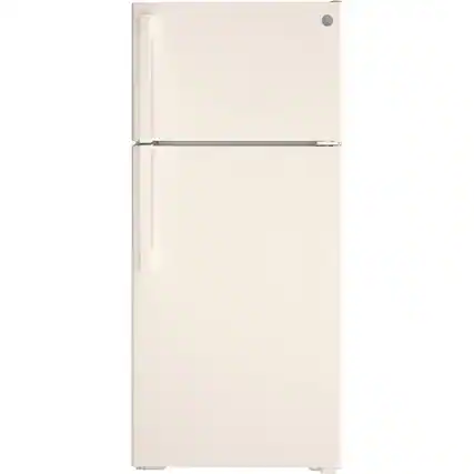 Front. GE - 16.6 Cu. Ft. Top-Freezer Refrigerator - Bisque.