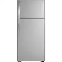 GE - 16.6 Cu. Ft. Top-Freezer Refrigerator with Edge-to-Edge Glass Shelves - Stainless Steel - Front_Zoom