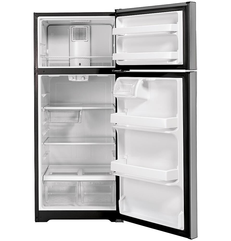 Alt View 2. GE - 16.6 Cu. Ft. Top-Freezer Refrigerator - Stainless Steel.