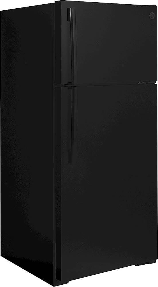 Angle View: GE - 16.6 Cu. Ft. Top-Freezer Refrigerator - Black