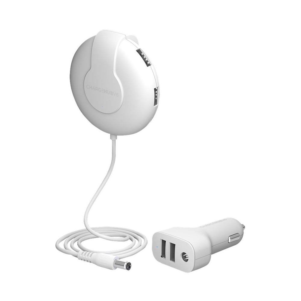 Zoom in on Front Zoom. Limitless Innovations - ChargeHub V6 6-Port Shareable Car Charger - White.