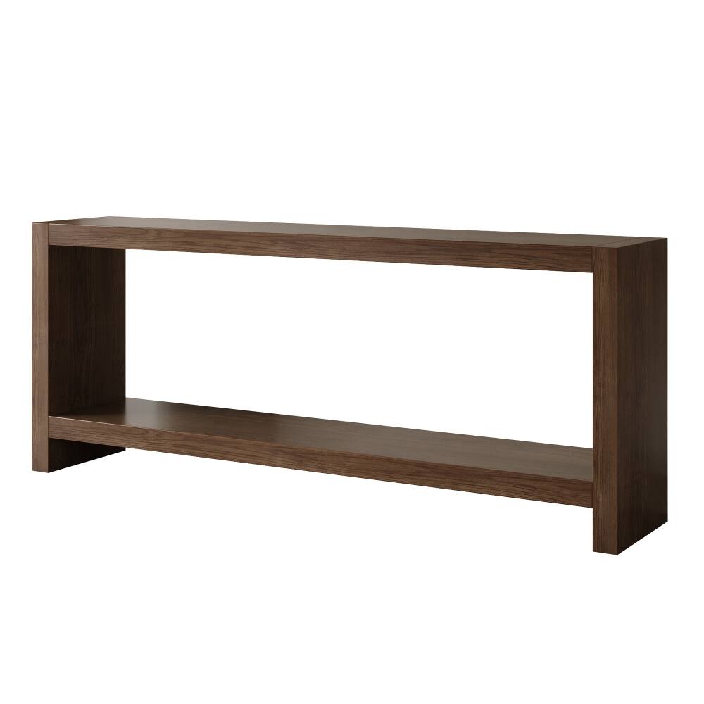 Alt View 7. Loheer - Loheer 63 inch farmhouse console table, 2 tier rustic entryway table, vintage sofa table for behind couch - Rustic Brown.