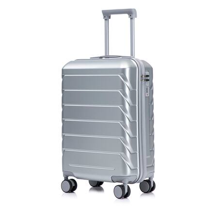 Front. Z-Edge - 20" Hardside Checked Luggage, Suitcase with Spinner Wheels, Scratch-Resistant Hardshell Suitcase with Combination Lock - Silver.