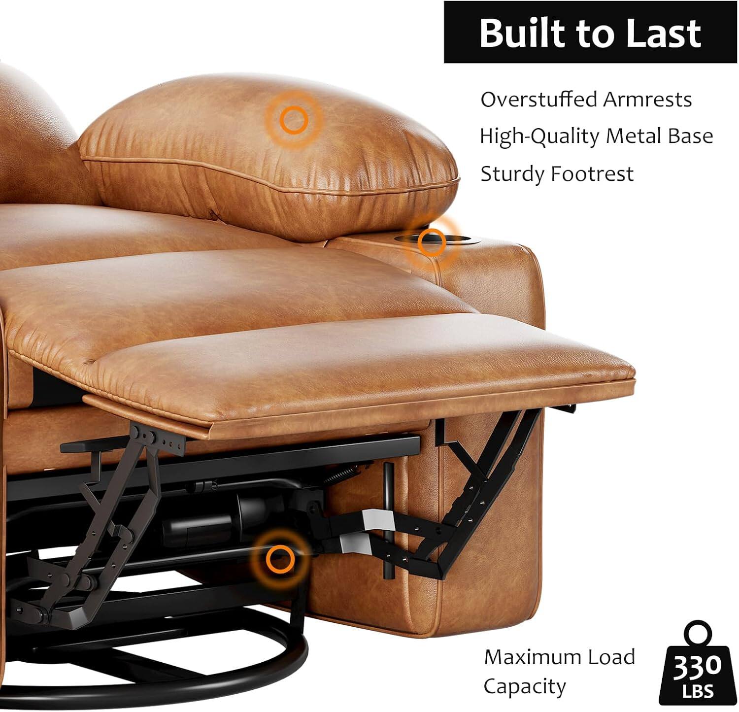 Built to Last

- Overstuffed Armrests
- High-Quality Metal Base
- Sturdy Footrest

Maximum Load Capacity: 330 LBS