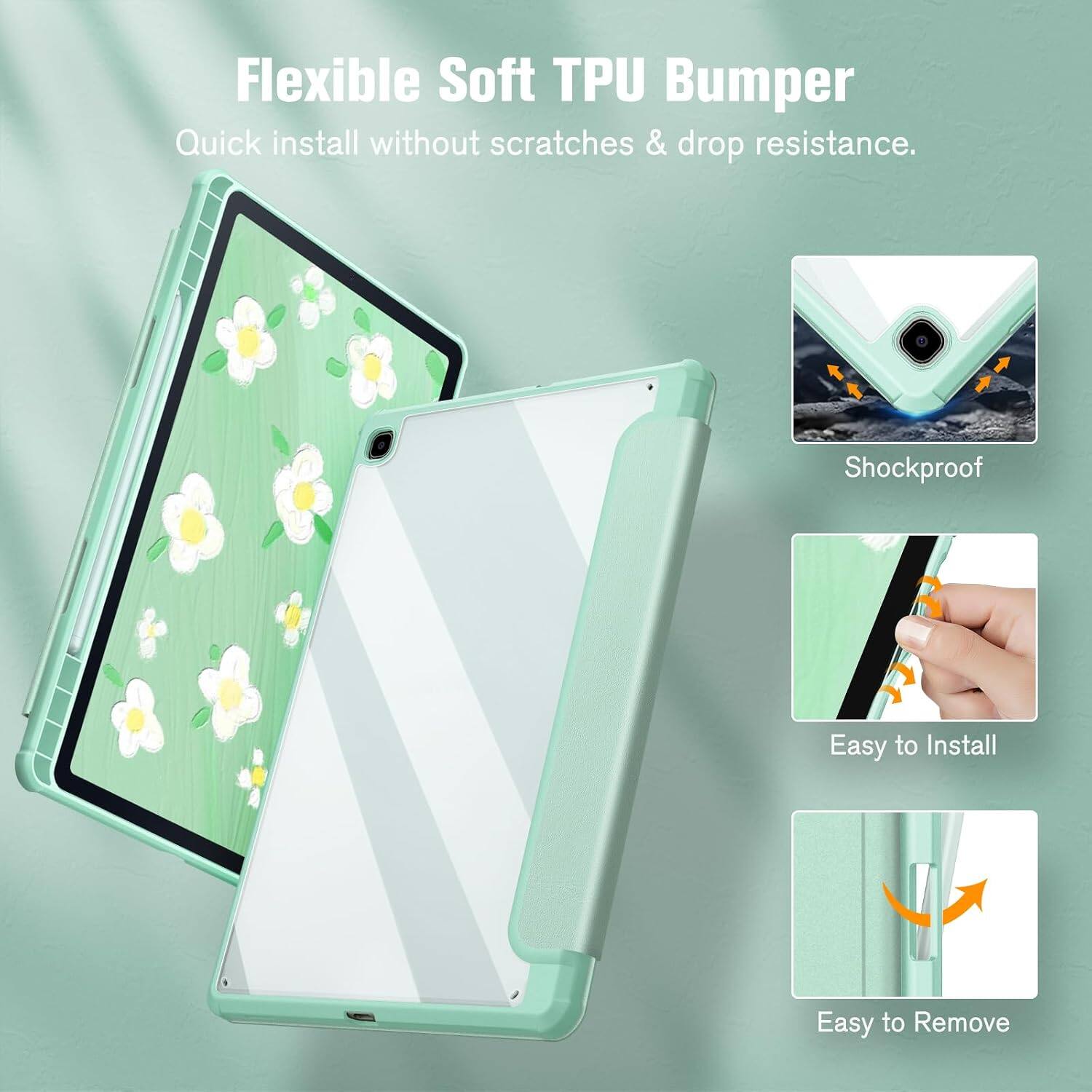 Flexible Soft TPU Bumper  
Quick install without scratches & drop resistance.  
Shockproof  
Easy to Install  
Easy to Remove
