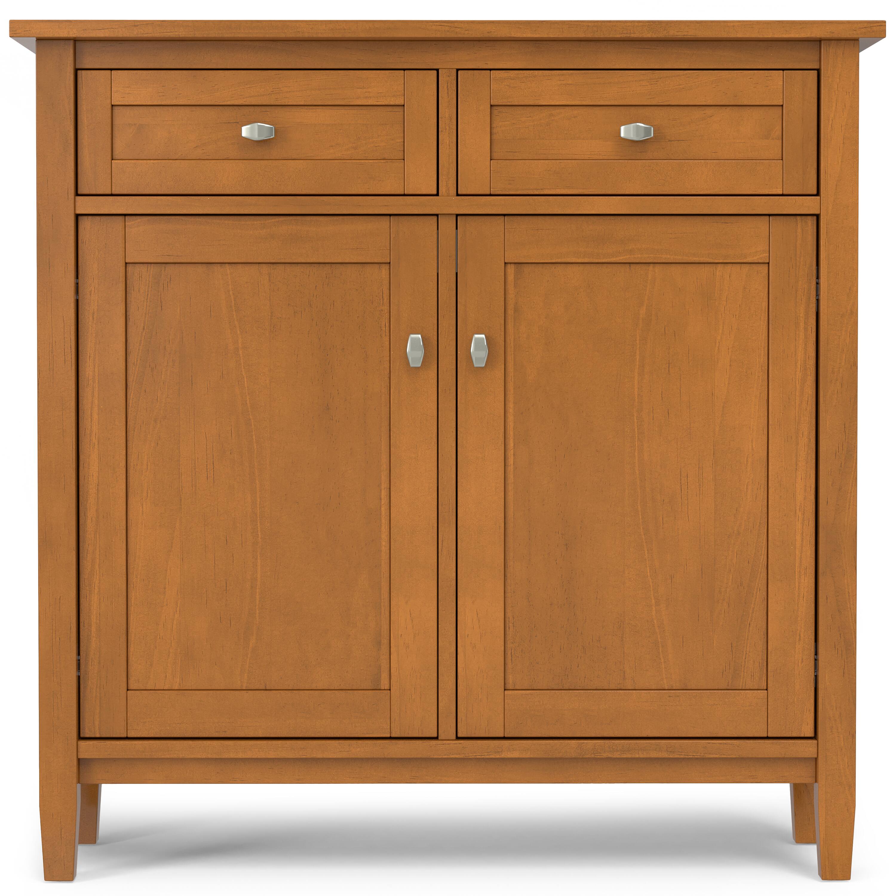 Left. Simpli Home - Warm Shaker SOLID WOOD 36 inch Wide Transitional Entryway Storage Cabinet in Light Golden Brown - Light Golden Brown.