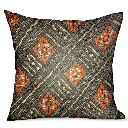 Front. Plutus Brands - Cobalt Lattice Geometric Luxury Outdoor Indoor Throw Pillow Double sided 22" x 22" - Blue.