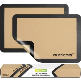 NutriChef - Silicone Baking Mats – 2 Non-Stick, Food-Grade for Half Pans, Safe for Ovens & Freezers, Black Color (NUBAFUPABK27)