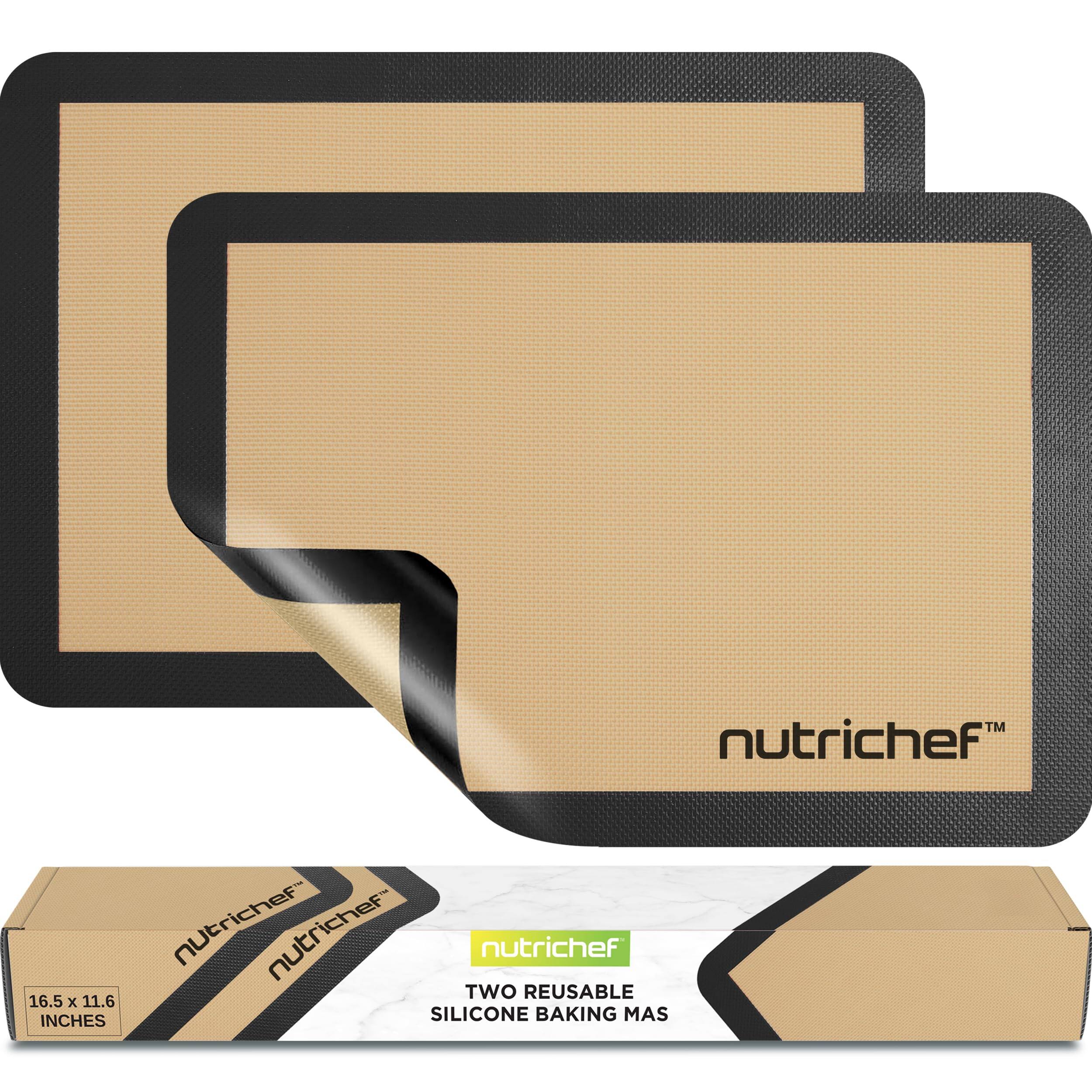 nutrichef 16.5 x 11.6 INCHES nutrichef nutrichef- nutrichef TWO REUSABLE SILICONE BAKING MATS