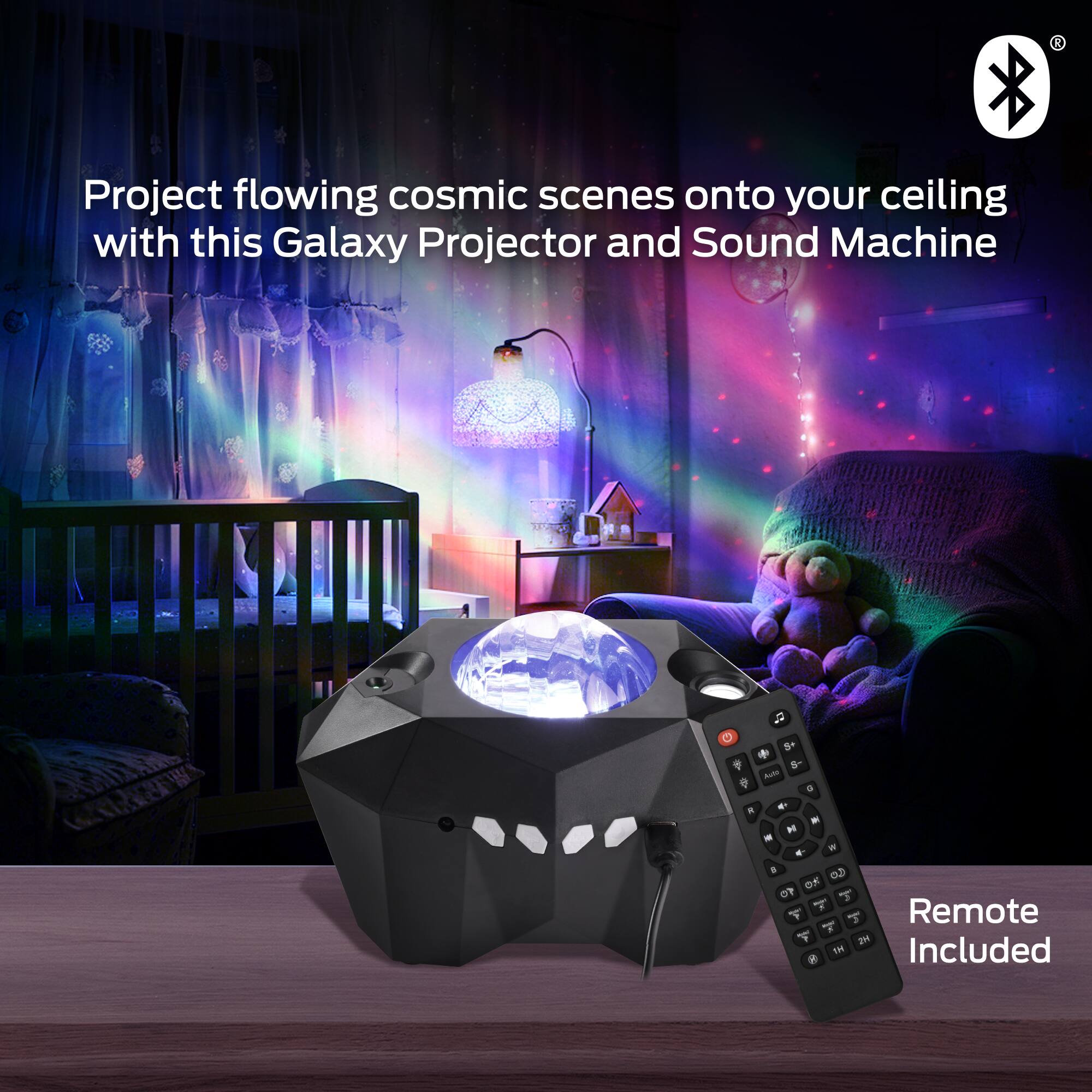 Project flowing cosmic scenes onto your ceiling with this Galaxy Projector and Sound Machine

Remote Included