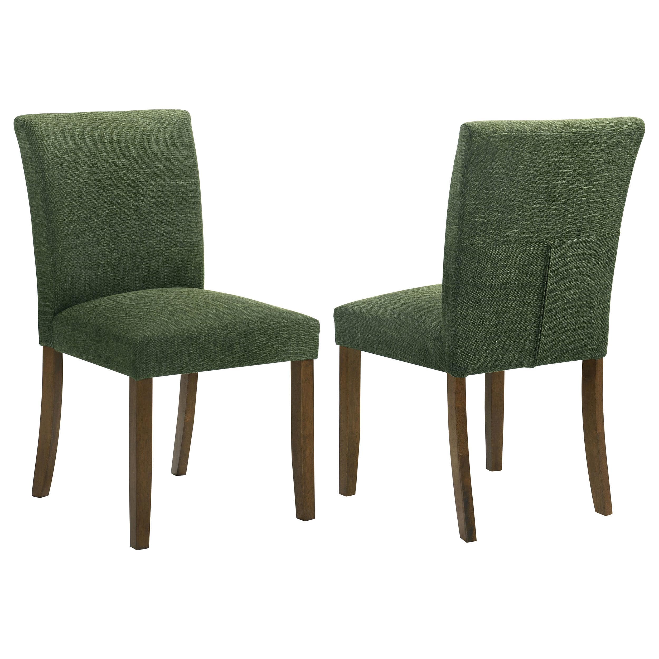 Manhattan Lane - Cana Dining Chair Set of 2, Green Fabric Foam Cushion, Brown Wood Legs - Green, Black