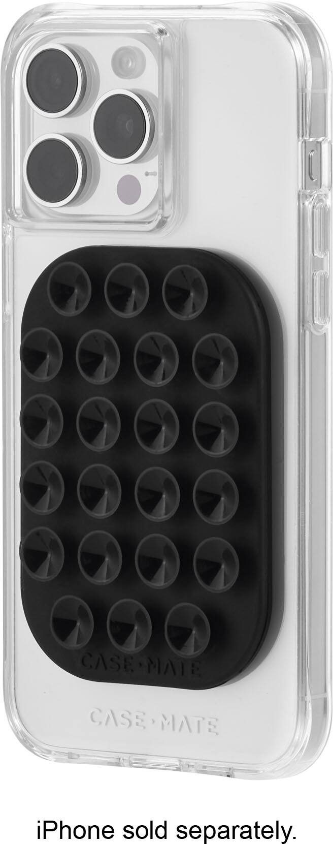 The image shows a clear case for an iPhone, which is sold separately. The case is designed to protect the phone from scratches and minor impacts. The case is made of clear plastic, allowing the user to see the phone's design and color through the case. The case is available in various sizes to fit different iPhone models.