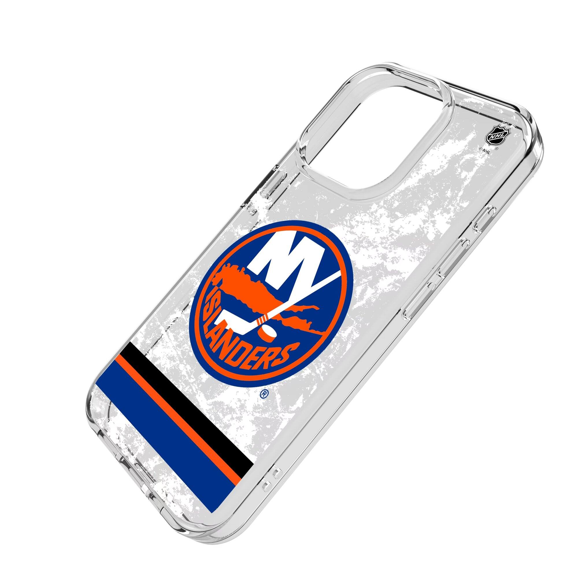 Alt View 1. Keyscaper - New York Islanders iPhone Stripe Clear Ice Case - 13 mini - Multicolor.