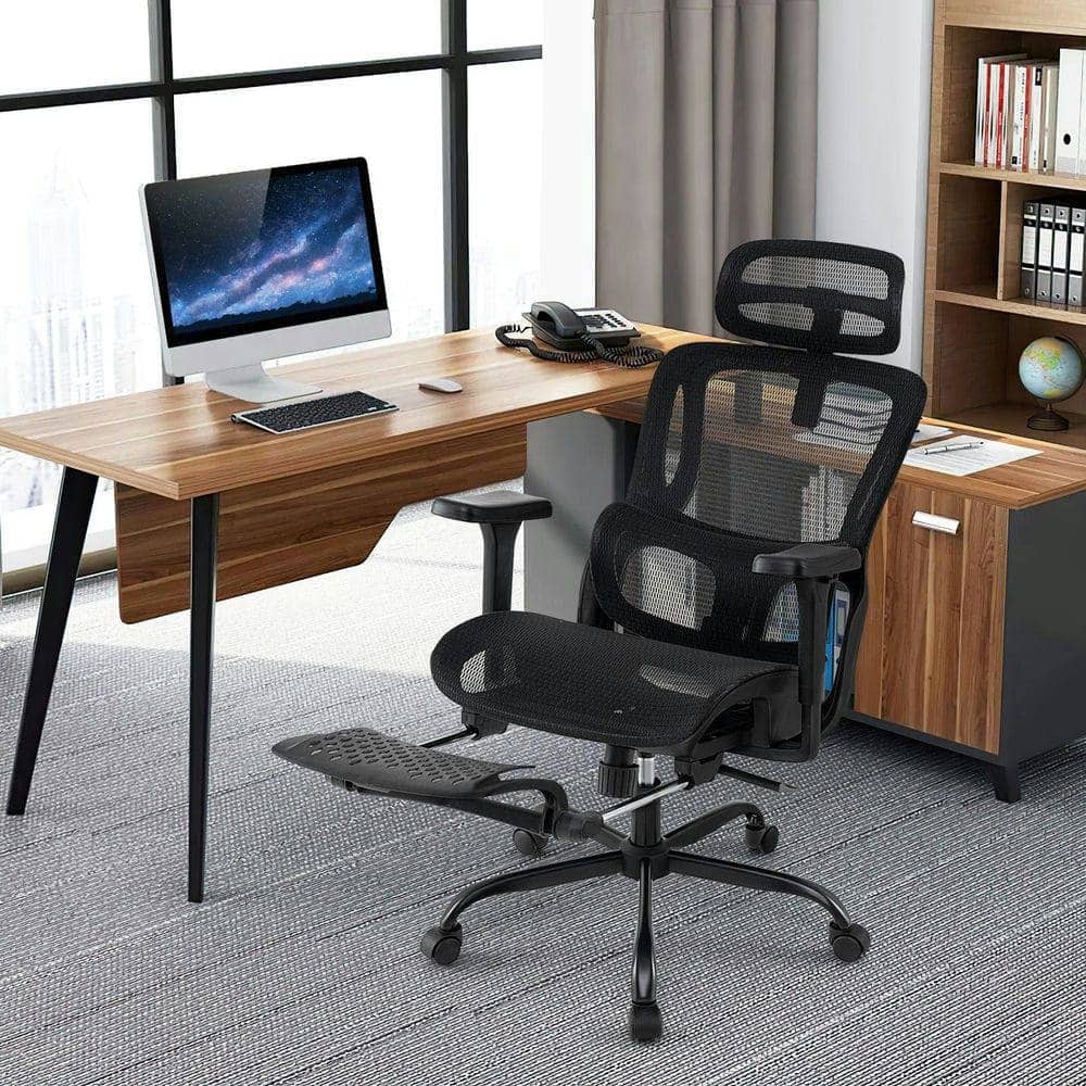 Kadyn - Ergonomic Swivel Office Chair - Rotating Headrest, Computer Desk Chair - Black