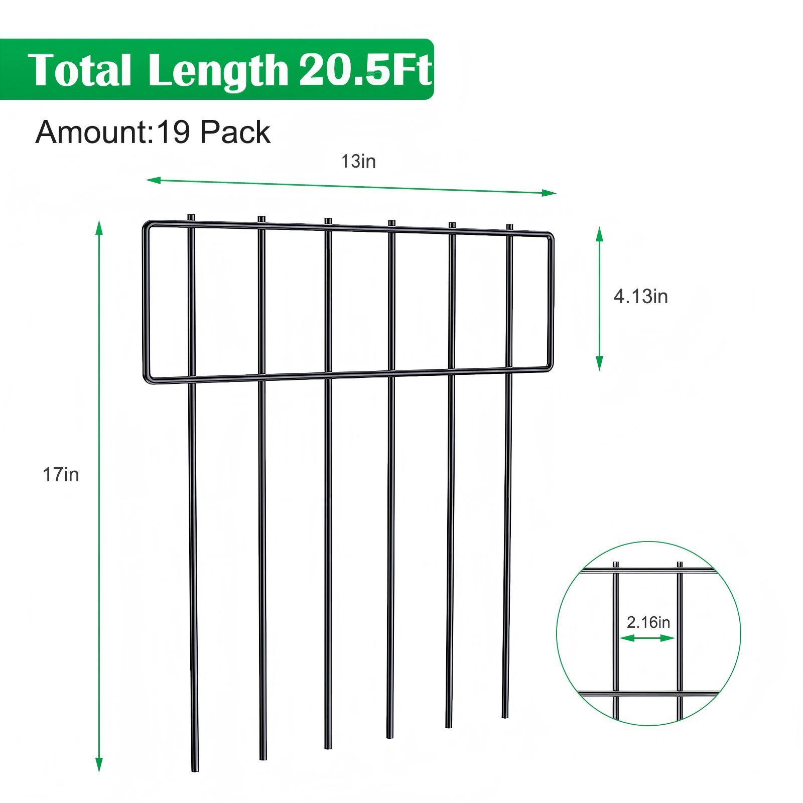 Total Length 20.5Ft  
Amount: 19 Pack  
13in  
4.13in  
17in  
2.16in