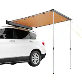 VEVOR - Car Side Awning, Large 4.6'x6.6' Shade Coverage Vehicle Awning, PU3000mm UV50+ Retractable Car Awning - Beige