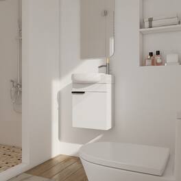 Loheer - 16 inch bathroom vanity with sink Plywood - Gloss White