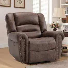 Bestier - 2 Pack 40.5 in. W Vegan Leather Manual Power Recliner with Nailhead Trim and USB Port - Brown