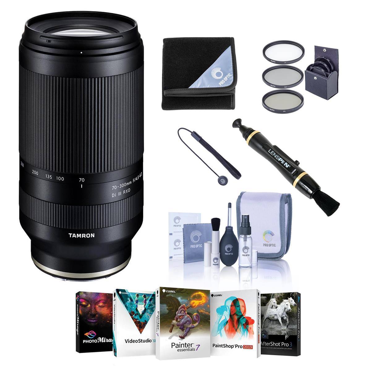 PRO OPTIC PRO  
200 135 100  
70  
70-300mm FP45-63 Di III RXD  
LENSPEN  
TAMRON  
PRO OPTIC  
PROOPTIC  
PREOPTIC  
PROOFIC  
colories Painter PHOTO PHOTOMira VideoStudio SI  
COREL Painter 7 essentials  
COREL PaintShop Pro 2019  
AfterShot Pro
