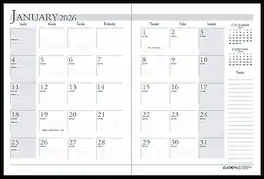 2026 House of Doolittle Economy 11" x 8.5" Calendar Year Monthly Planner, Faux Leather Cover - Black