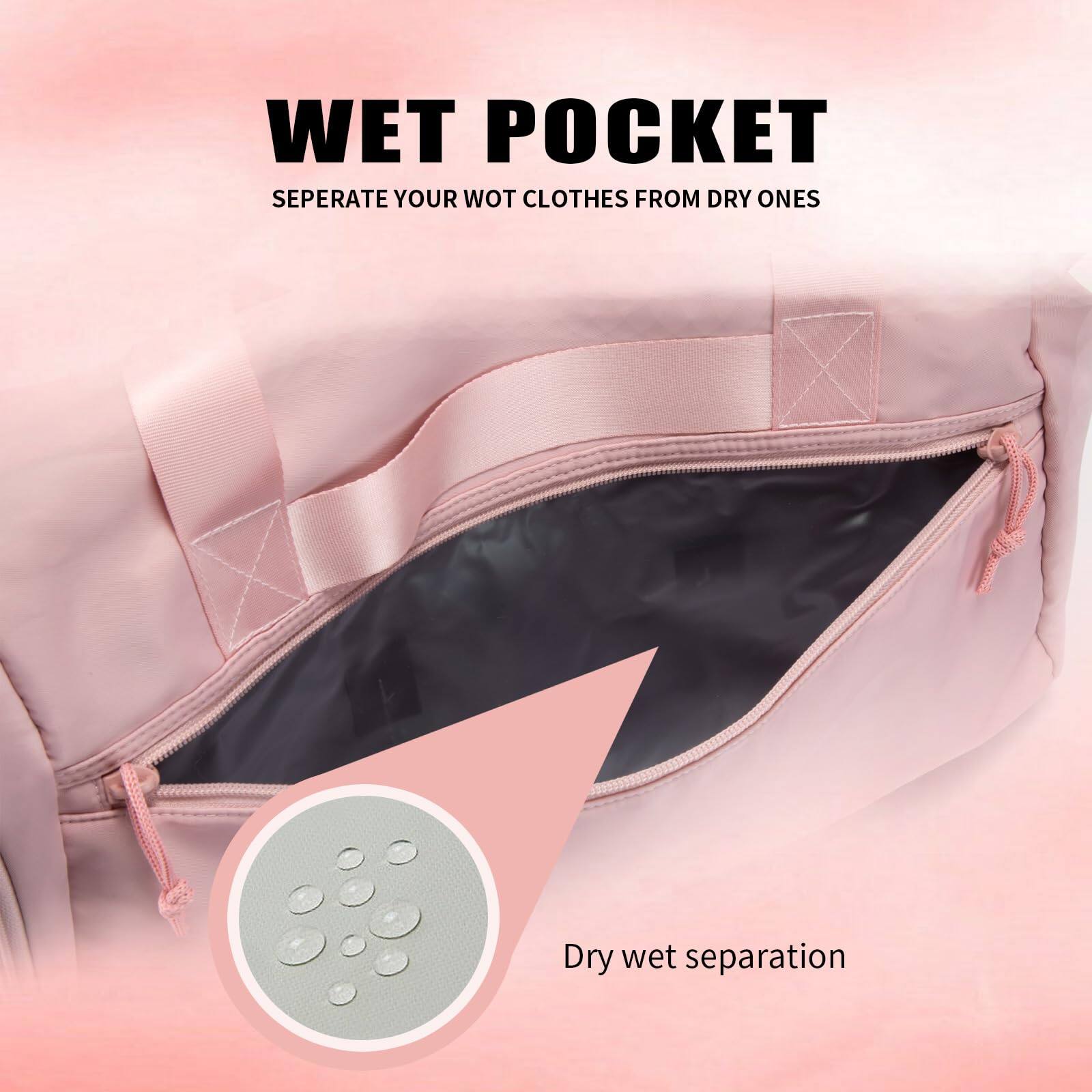 WET POCKET  
SEPERATE YOUR WET CLOTHES FROM DRY ONES  

Dry wet separation