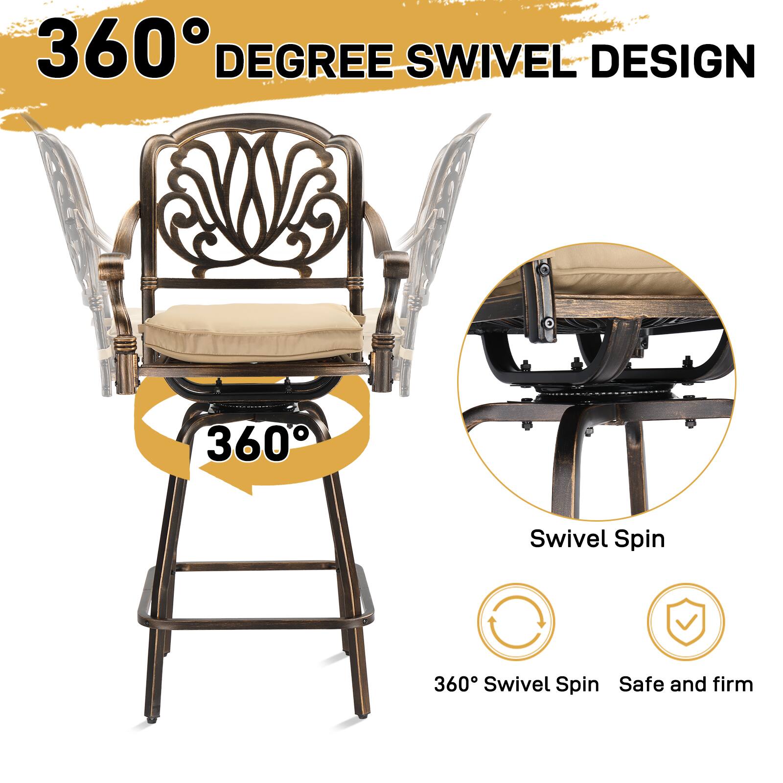 360° DEGREE SWIVEL DESIGN

360° Swivel Spin

Swivel Spin

360° Swivel Spin

Safe and firm