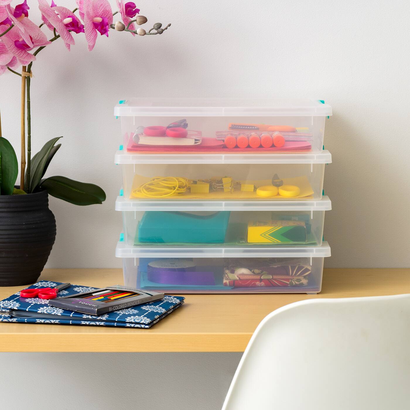 IRIS USA Modular Stackable Plastic Storage Container with Secure Buckle ...
