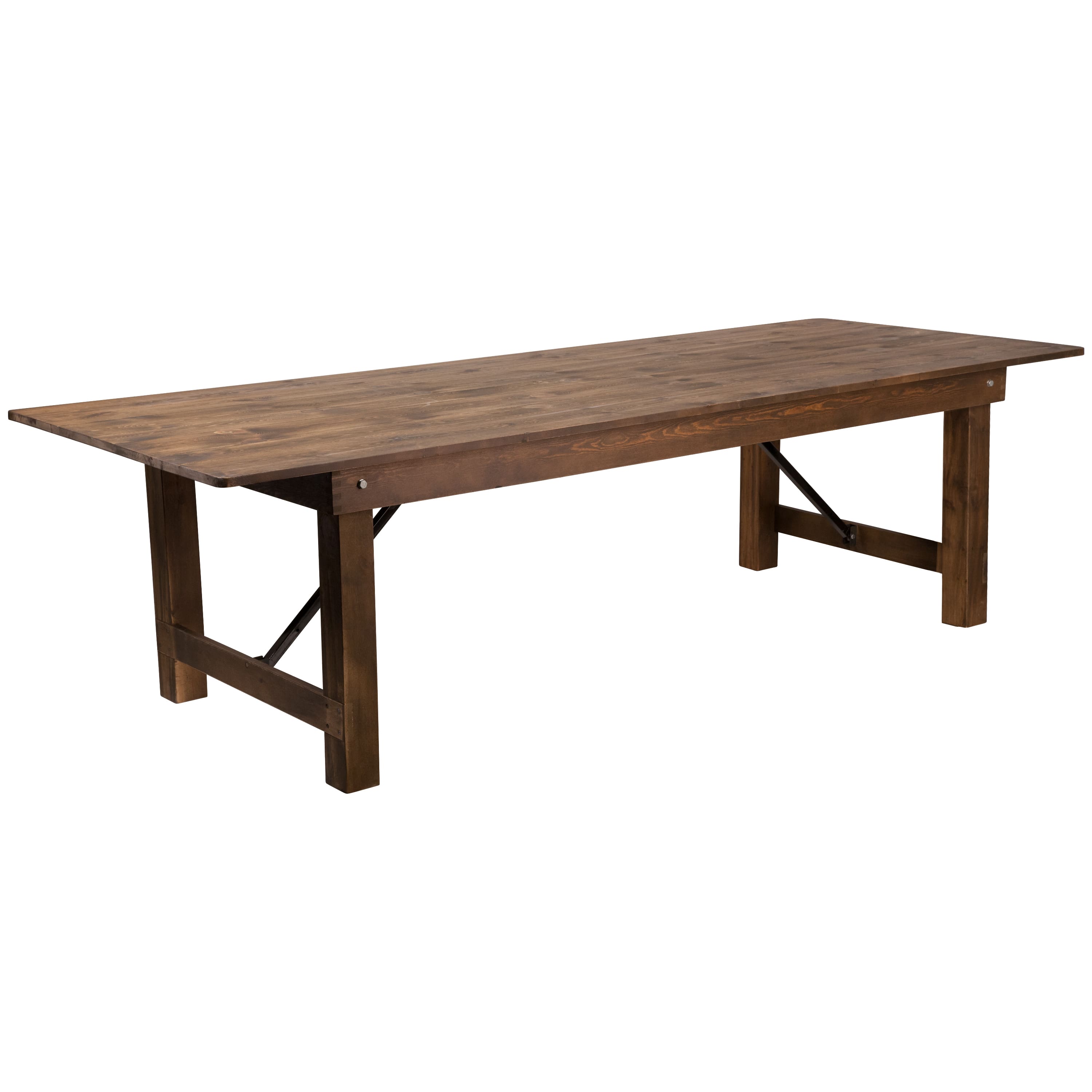Alamont Home - Hercules 9' x 40" Rectangular Solid Pine Folding Farm Table - Antique Rustic