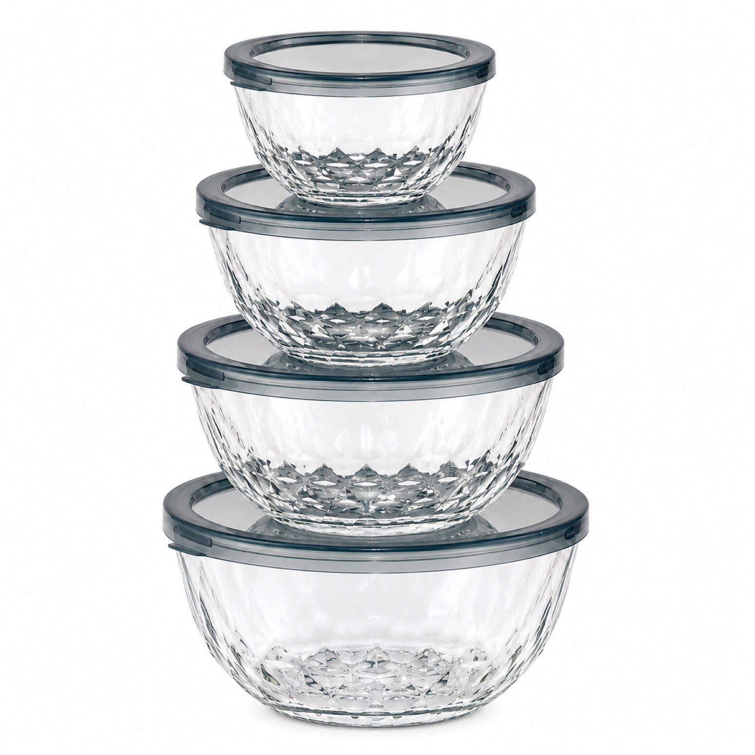 Alt View 10. Sorbus - Sorbus 4-Piece Glass Diamond Textured Bowl Set – Nesting Mixing & Storage Bowls, Microwave, Dishwasher & Freezer Safe - Clear.