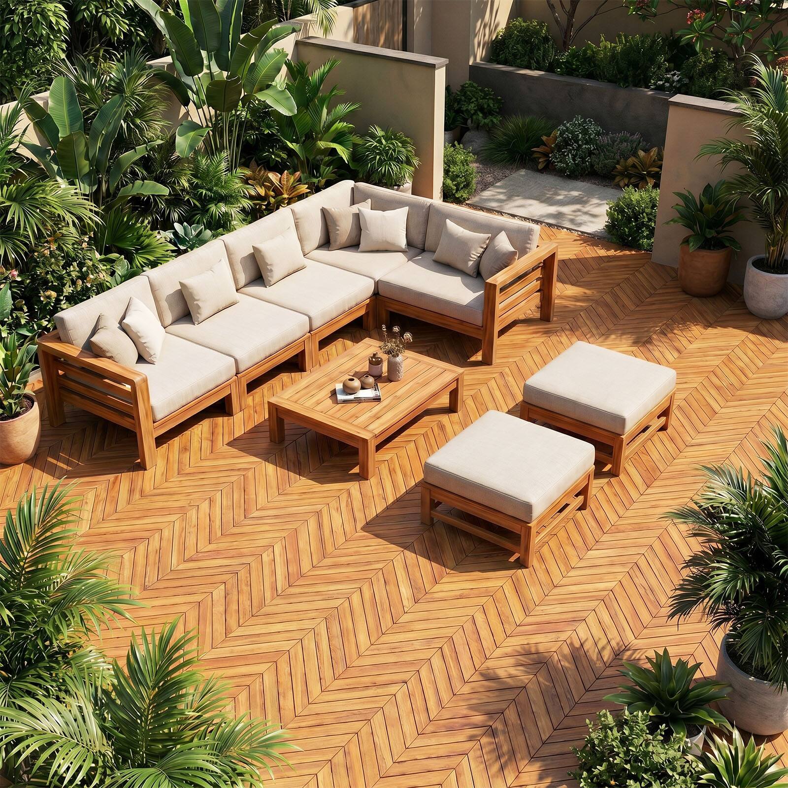 Alt View 4. Costway - Costway Acacia Wood Interlocking Deck Tiles, 30 PCS Waterproof Flooring Tiles,Natural - Natural.