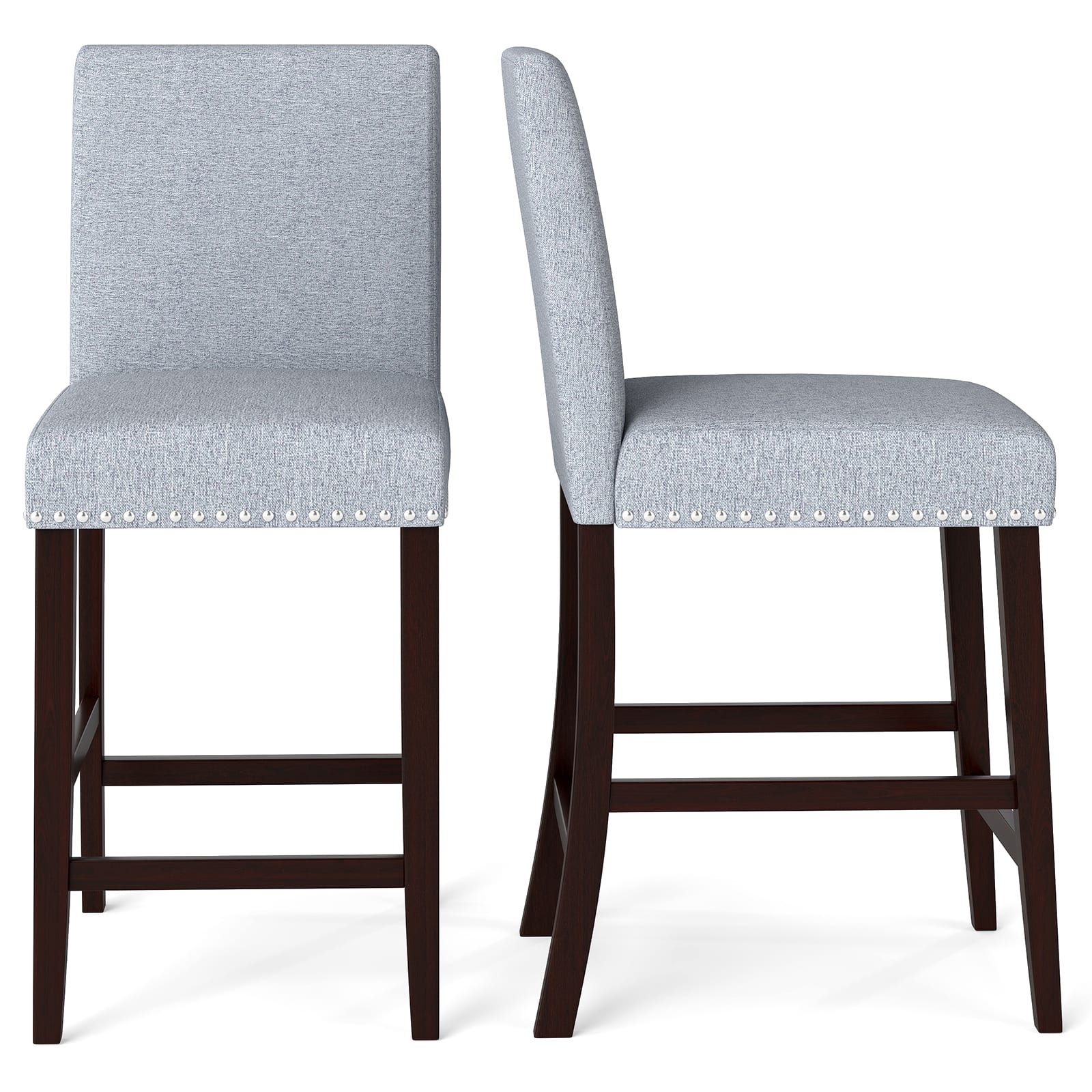 Gymax - 26'' Counter Height Chairs Set of 2 Barstools w/ Padded Seat & Backrest Footrest - Gray price history on PriceWatchPro